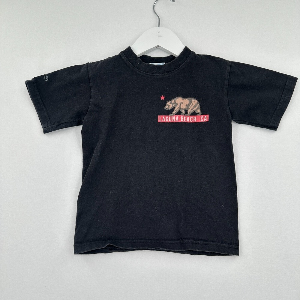 Crazy Shirts T-shirt Laguna Beach‎ California Surfboard Kids S Black Cool Kid